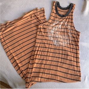 We the Free Orange and Black soft maxi with slit. Size Large